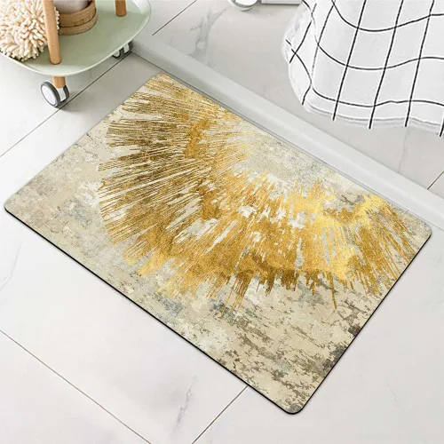 Miniatura 6 de Tapete de baño de tierra de diatomeas, arte abstracto, sol dorado, antideslizante, volumen súper absorbente, de secado rápido para baño, cocina