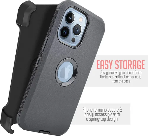 Miniatura 3 de Funda diseñada para iPhone 13 Pro Max (6.7 pulgadas), protección contra caídas de cuerpo completo con clip para cinturón, funda resistente
