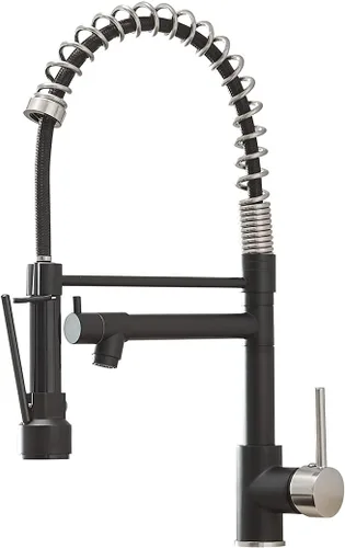 Miniatura 21 de Grifo de cocina negro mate con rociador, AIMADI - Grifo de cocina comercial, de una sola manija, con rociador desplegable de un solo orificio