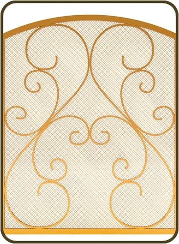 Miniatura 9 de Fire Beauty Pantalla de Chimenea de 3 Paneles de Hierro Forjado Metálico 48"(L) x 30"(H) Protector contra Chispas (Acabado Dorado)