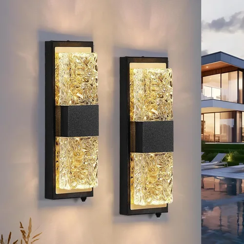 Miniatura 20 de Lámpara de pared inteligente para exteriores, lámpara exterior que cambia de color RGB, iluminación de pared exterior de carcasa de metal, luces