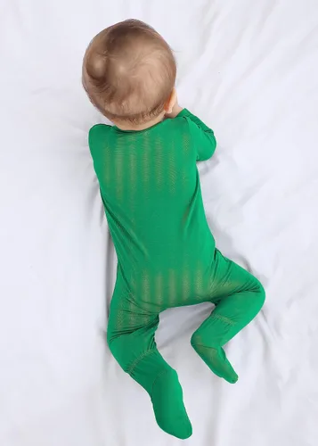 Miniatura 6 de GUISBY Pijama con pies para bebé, con mitones, rayón hecho de bambú para dormir, pijama de manga larga con cremallera de 2 vías