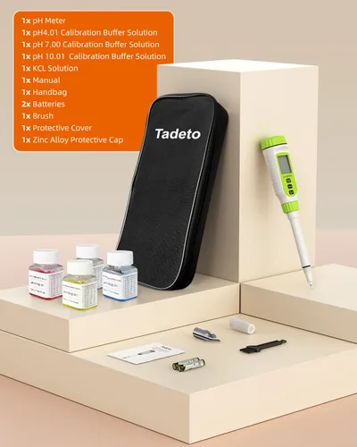 Miniatura 7 de Tadeto Medidor de pH digital multifuncional para alimentos, kit de prueba de pH de suelo de jardín de alta precisión con pantalla LCD ℃/℉