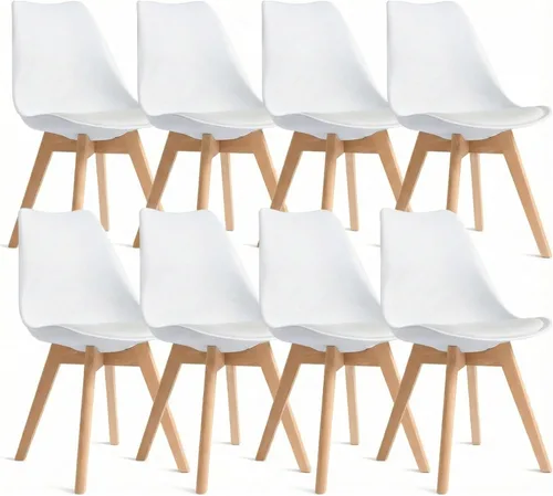Juego de 8 sillas de comedor, modernas sillas de comedor tapizadas con asiento acolchado de piel sintética, sillas de cocina sin brazos con respaldo