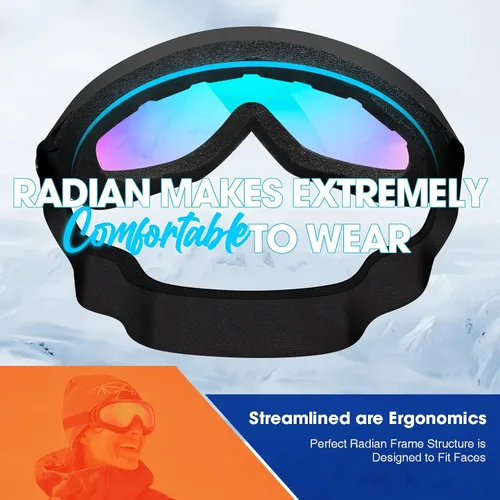 Miniatura 3 de MAMBAOUT Paquete de 2 gafas de esquí de nieve, gafas de snowboard para hombres, mujeres, jóvenes, niños, niños o niñas
