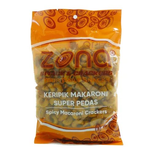 ZONA Galletas picantes de macarrones | Keripik Makaroni Super Pedas | Bocadillo de pasta indonesia extra caliente | Bocaditos de chile sabrosos