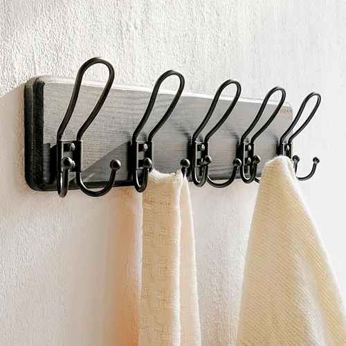 Miniatura 7 de Dseap Perchero para Abrigos Montado en Pared - Perchero Resistente de Estilo Granja Rural con 5 Ganchos de Alambre para Ropa, Sombrero, Chaqueta