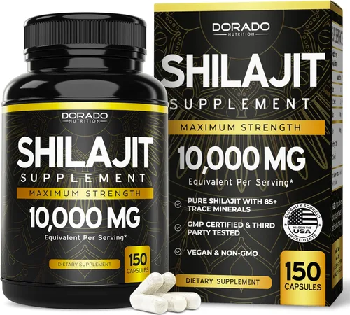 Shilajit Cápsulas (150 unidades) Suplemento Shilajit prémium para hombres (alto en minerales traza, sin rellenos, fabricado en los Estados Unidos)
