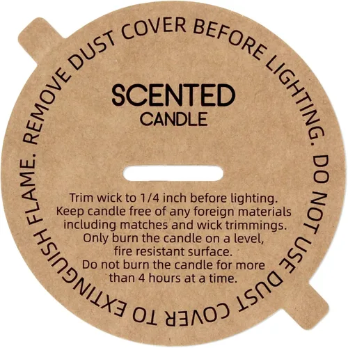Miniatura 10 de CandMak Cubiertas antipolvo para velas, 48 piezas impresas de papel kraft con tapa antipolvo con lengüeta para hacer velas (12 tamaños)