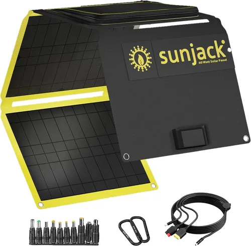Miniatura 12 de SunJack Panel solar plegable de 15 vatios, panel solar portátil monocristalino ETFE con USB-C y USB-A, paneles solares impermeables IP67