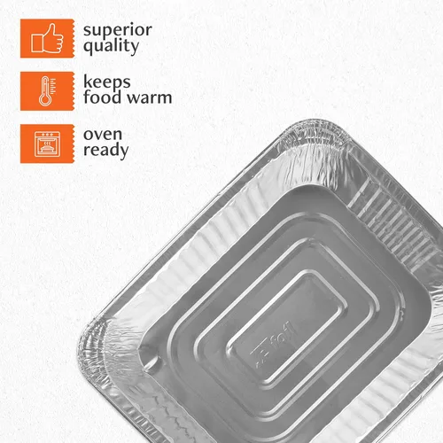 Miniatura 7 de PLASTICPRO Bandejas desechables de papel de aluminio de 9 x 13, tamaño medio profundo, para mesa de vapor y hornear - Utensilios de cocina perfectos