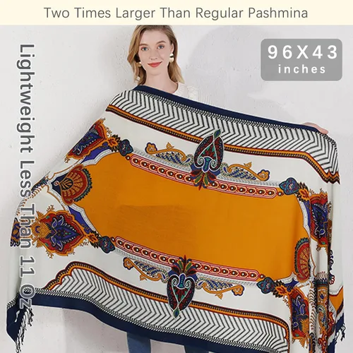 Miniatura 171 de DANA XU Manta de pashmina extragrande 100% de lana merina, bufanda de viaje, bufanda de cachemira para mujer, otoño e invierno, chal de gran