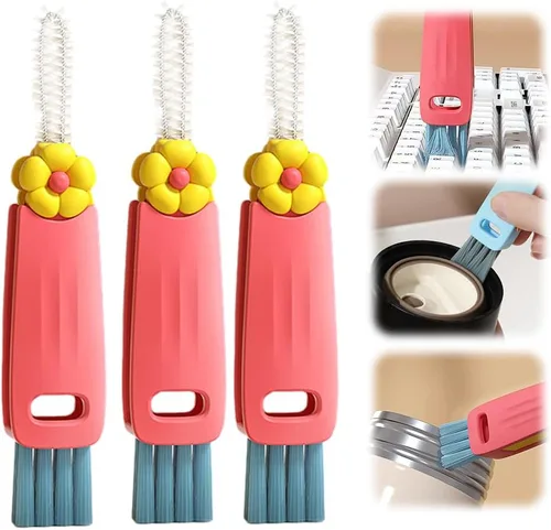 Miniatura 8 de Pousbo Juego de cepillos de limpieza de tapa de taza 3 en 1, paquete de 3 mini cepillos multifuncionales para limpieza de grietas, cabezales