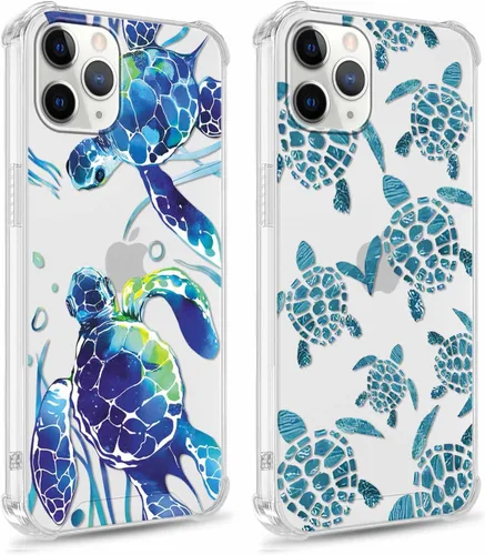 Miniatura 15 de Paquete de 2 fundas transparentes para iPhone 11 Pro de 5.8 pulgadas, diseño de hongos y mariposa, rana, funda protectora suave y delgada a prueba