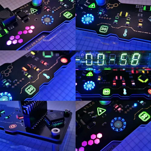 Miniatura 4 de Reloj de tubo de imitación Nixie Reloj de tubo fluorescente Cyberpunk Adornos IV18 Reloj de tubo fluorescente puede mostrar la fecha, hora, clima