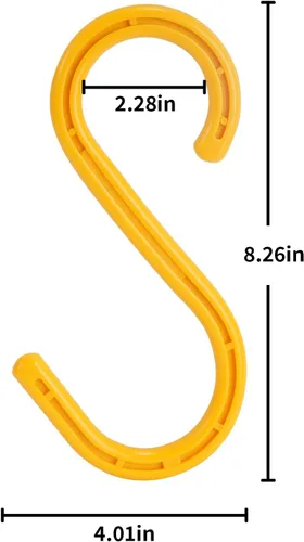 Miniatura 2 de Ganchos en S de ABS resistentes, paquete de 6, 8.26 pulgadas, amarillo, ideal para interiores y exteriores, cocina, armario, baño, jardín