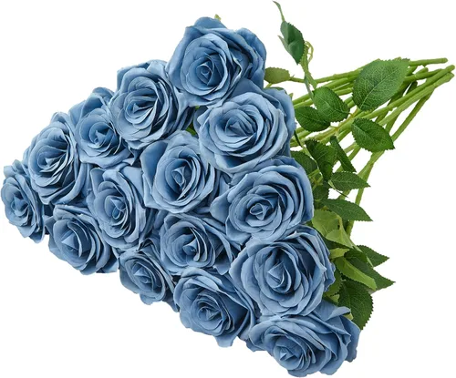 Miniatura 12 de Carlita's Blooms 15 piezas Rosas Falsas Flores Artificiales de Seda Flor Rosa Falsa Tallos Largos Ramo para Arreglo Centro de Mesa de Boda Fiesta