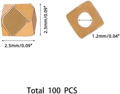 Miniatura 3 de PH PandaHall 100 cuentas espaciadoras de cubo, cuentas de metal de cubo sin esquinas de latón dorado de 0.098 pulgadas (0.098 in), mini cuentas