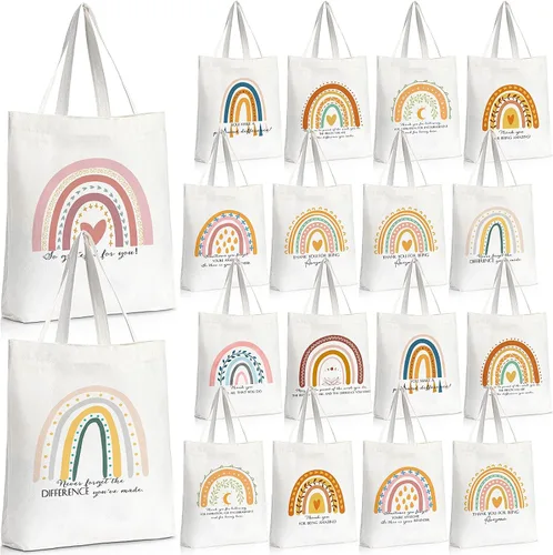 Miniatura 8 de Sadnyy 20 bolsas de lona arcoíris para profesores y empleados, regalo inspirador con cremallera para oficina, escuela