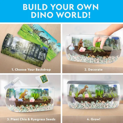 Miniatura 2 de National Geographic - Kit de terrario iluminado para niños, construye un hábitat de dinosaurios con plantas reales y piedras preciosas, kit