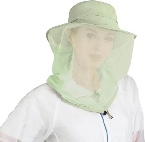 Miniatura 5 de Sombrero de pesca Sombrero de protección solar Red de cabeza de mosquito para exteriores Sombrero de cubo con malla de red oculta Verde cazador