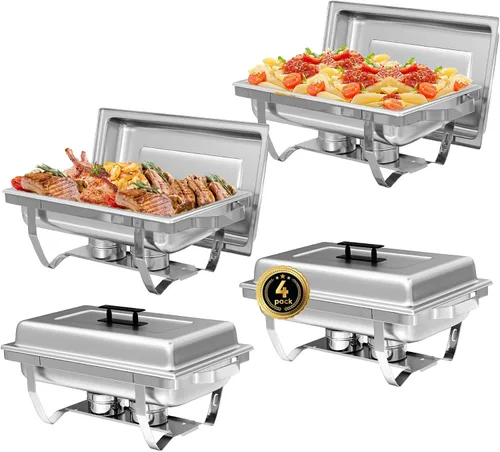 Miniatura 12 de IMACONE Juegos de Recipientes Calentadores de Buffet (Chafing Dish) de 2 Piezas, 8 Cuartos de Galón de Acero Inoxidable Rectangulares Chafers