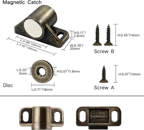 Miniatura 3 de Cierre magnético para puerta, paquete de 4 imanes de tierra rara para puerta de gabinete, color bronce