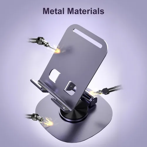 Miniatura 4 de ONCHEER Soporte de teléfono giratorio de 360° para escritorio, soporte portátil y plegable para teléfono celular para oficina y cocina, soporte