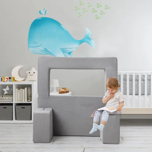 Miniatura 2 de Sofá infantil de 12 piezas modular con estrellas que brillan en la oscuridad, sofá convertible plegable de espuma para niños y niñas, muebles