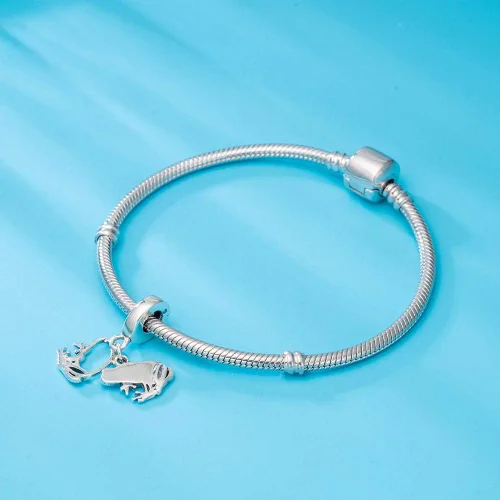 Miniatura 6 de Hang Charm - Zapatilla de tacón alto de plata de ley 925, bandera de Puerto Rico, cuerno italiano rojo, cuentas colgantes de cinta de supervivientes