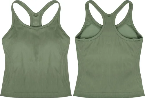 Miniatura 30 de sphinx cat - Camiseta corta de entrenamiento para mujer, camiseta sin mangas, acanalada, con espalda cruzada y brasier integrado