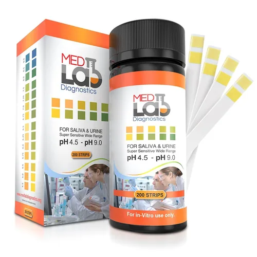 Tiras de prueba de pH 4.5 a 9.0 (200 ct) para pruebas de pH corporal de orina y saliva. Tiras de prueba de reactivos de análisis de orina para