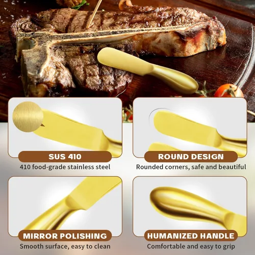 Miniatura 3 de Cuchillo de Mantequilla Cuchillo Esparcidor de Mantequilla Cuchillo de Mantequilla Dorado Juego de 4 Cuchillos Esparcidores de Queso Cuchillos