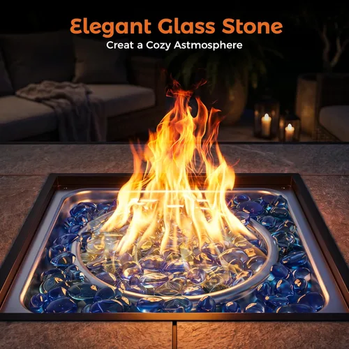 Miniatura 4 de BALI OUTDOORS - Mesa para fogata de gas propano 32 pulgadas, 50,000 BTU, fogatas cuadradas de gas para exterior, color marrón