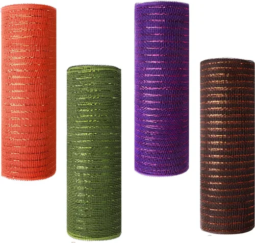 Miniatura 13 de 4 rollos de cinta de malla decorativa para decoración de coronas, 10 pulgadas x 30 pies, rollo de malla decorativa de San Valentín, suministros