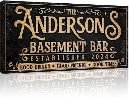 TAILORED CANVASES Letrero de Bar Personalizado - Decoración de Bar de Sótano Personalizada, Arte de Pared en Lienzo de Salón para Cueva de Hombre,