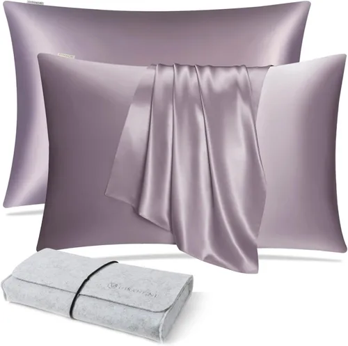 Miniatura 36 de DISANGNI Funda de almohada de seda de morera 100% natural para cabello y piel con cremallera oculta, 22 momme ambos lados