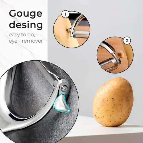 Miniatura 4 de Pelador en Y, peladores para cocina con una cuchilla afilada y removedor de ojos + agarre negro para apoyar mejor los peladores de verduras