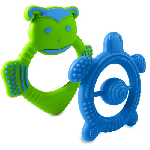 Juguetes de dentición para bebés recién nacidos, bebés de 0 a 6 meses, mordedores de silicona para bebés de 6 a 12 meses, sin BPA (abeja, azul y