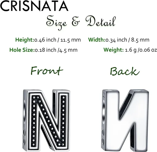 Miniatura 2 de CRISNATA Dijes vintage con letra inicial A-Z, plata de ley 925, 26 cuentas del alfabeto, calado de 4 hojas, se adapta a collar de pulsera europea