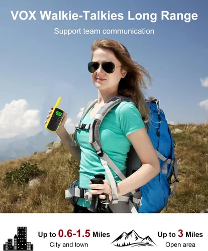 Miniatura 3 de Walkie Talkies de largo alcance para adultos, radios bidireccionales recargables de mano con 22 canales FRS, walkie talkies para niños con linterna