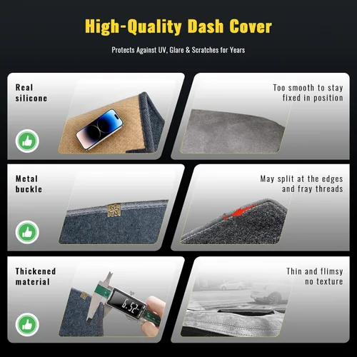 Miniatura 6 de TUCAREST Cubierta para salpicadero Compatible con Ford Escape 2020 2021 2022 Alfombrilla antideslizante para tablero de coche Protector de sol sin