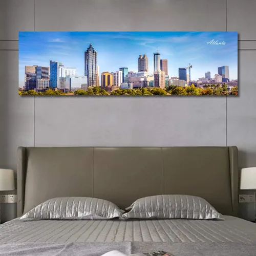 Miniatura 3 de Atlanta Skyline - Arte de pared para sala de estar, lienzo de paisaje urbano, decoración moderna para el hogar, imágenes panorámicas, edificio
