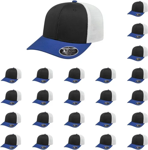 Miniatura 25 de Cap America i8502 Flexfit 110 Premium - Gorra de camionero de perfil medio con 6 paneles de malla trasera con protección UV y cierre ajustable Azul