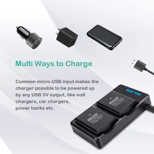 Miniatura 4 de BESTON Paquete de 2 baterías EN-EL14 / EN-EL14a y cargador USB rápido compatible con Nikon D3100 D3200 D3300 D3400 D3500 D5100 D5200 D5300 D5500