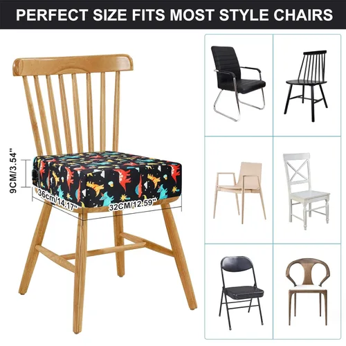 Miniatura 7 de Asiento elevador para niños pequeños para silla de cocina, mesa de comedor, lavable, grueso, resistente, silla elevadora portátil para niños Negro