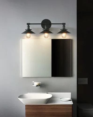 Miniatura 2 de Phansthy Lámparas de tocador de baño, 3 lámparas de pared con pantalla de metal negro de 7.9 pulgadas, luces de pared para espejo, cocina, sala