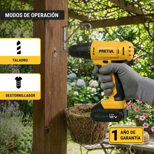 Miniatura 4 de Taladro inalámbrico, batería de iones de litio 12 V Pretul