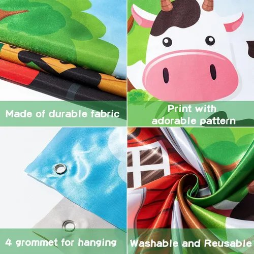 Miniatura 3 de Haooryx Accesorios para cabina de fotos de animales de granja, animales de granja, tela de satén grande, accesorios para cabina de fotos, telón
