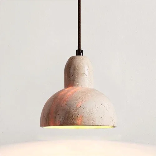 Lámpara colgante industrial de estilo japonés para dormitorio, lámpara colgante de mesita de noche, lámpara colgante de piedra con agujero amarillo